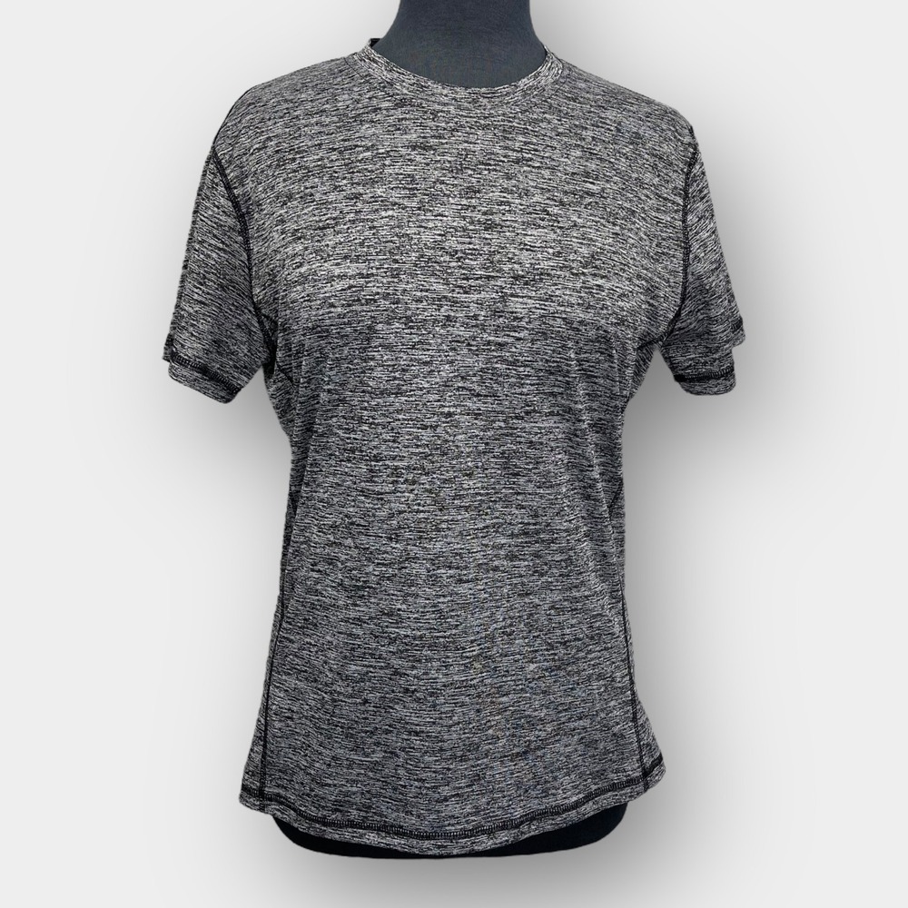 90 Degrees by Reflex Women’s Short Sleeve Athletic Top M Gray Contrast Panels